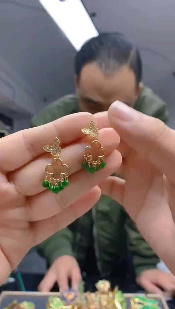 【闪购商品】翡翠耳饰合金57翡翠耳钉
