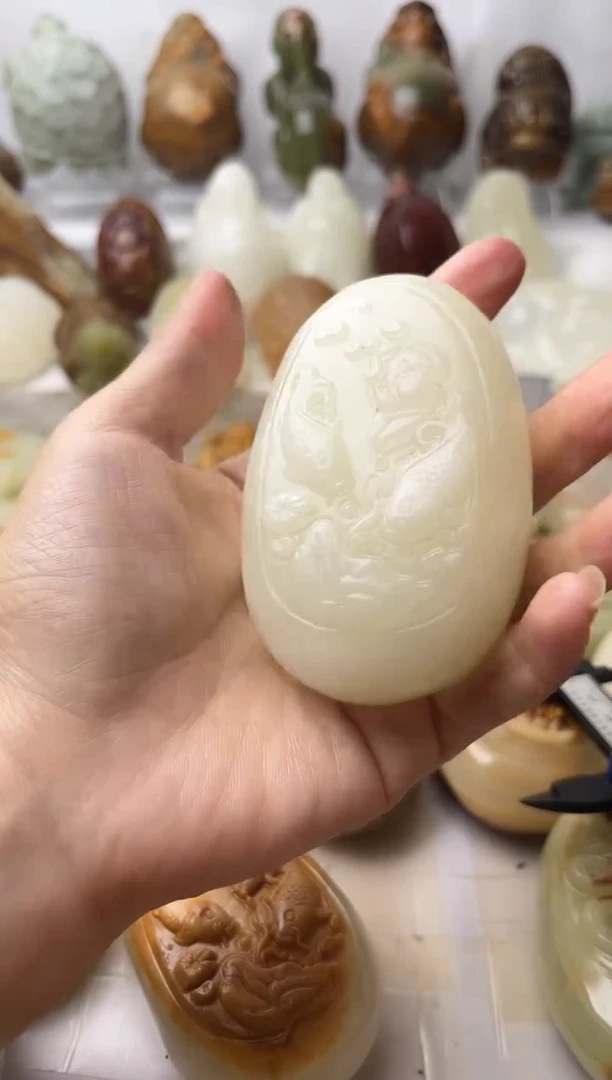 石材方解石棉纹正常不退换荷花鱼