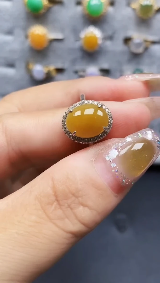 银S925镶嵌戒指翡翠0384