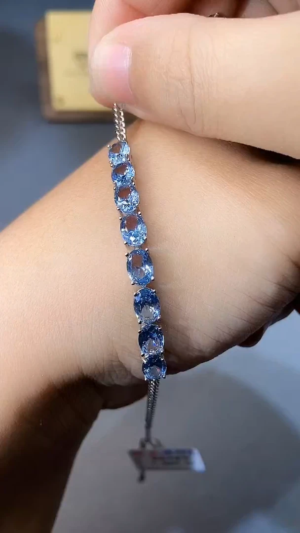 【闪购商品】海蓝宝石手链银S925镶嵌354