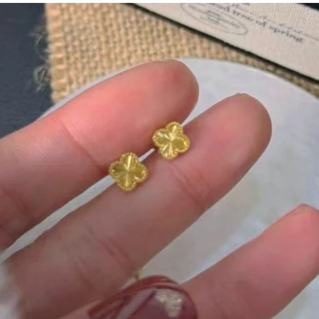 【小鹏黄金】足金999幸运四叶草5G耳饰1.97