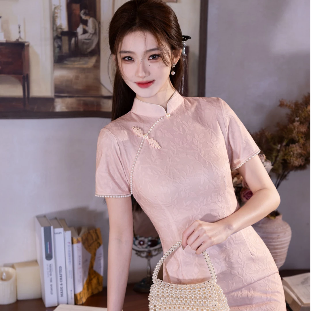 【风清余】2025春款新出炉柳叶提花日常气质少女三色旗袍 衣长120