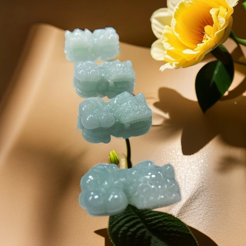 天然缅甸翡翠 a 货招财进宝貔貅挂件附证书