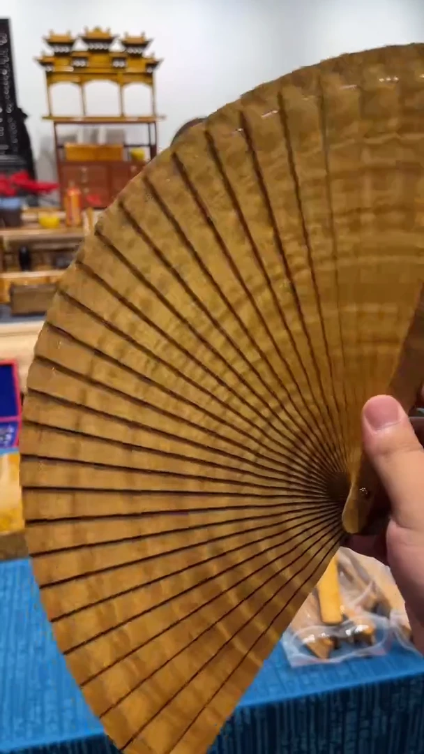 金丝楠金丝楠木小叶桢楠满水波纹扇子