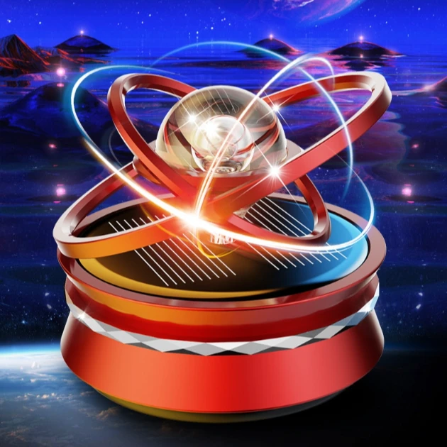 车载香薰香水太阳能双环悬浮水晶球旋转香薰摆件装饰汽车香氛内饰