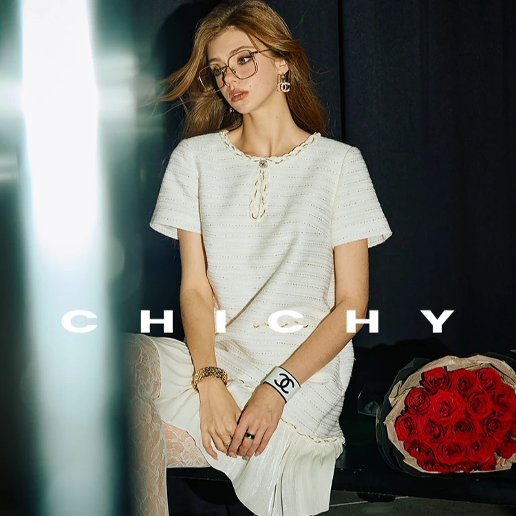 【直播专享】CHICHY小香风连衣裙设计感短裙CC8C034252