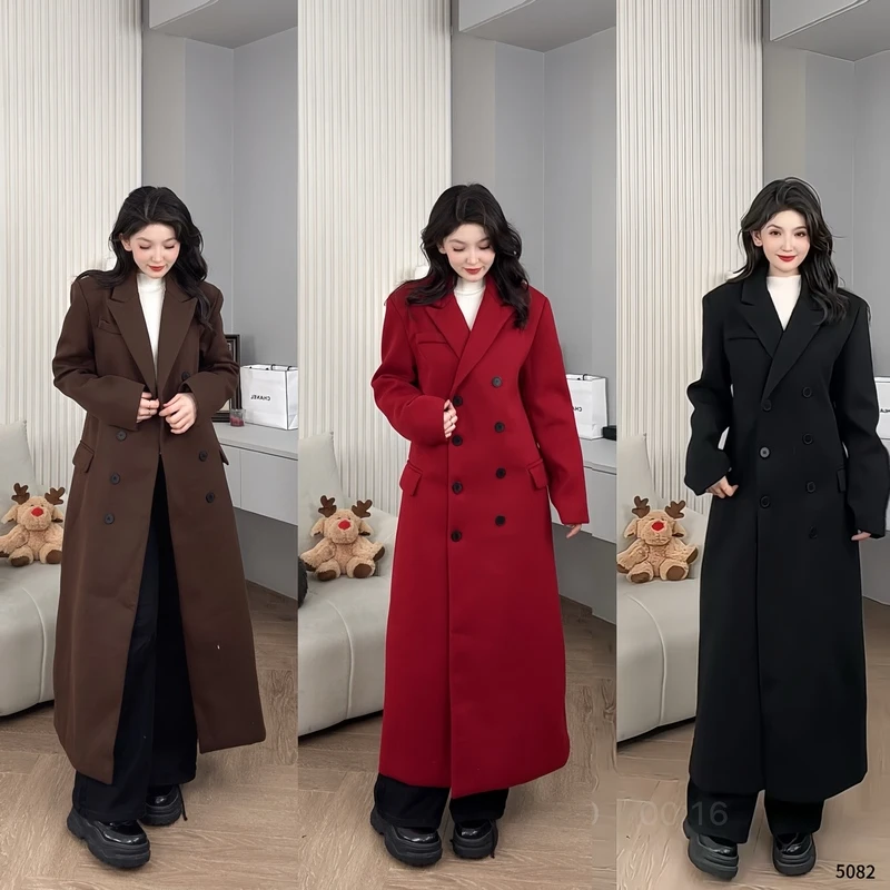 新款加棉加厚长款收腰显瘦毛呢大衣YF5082