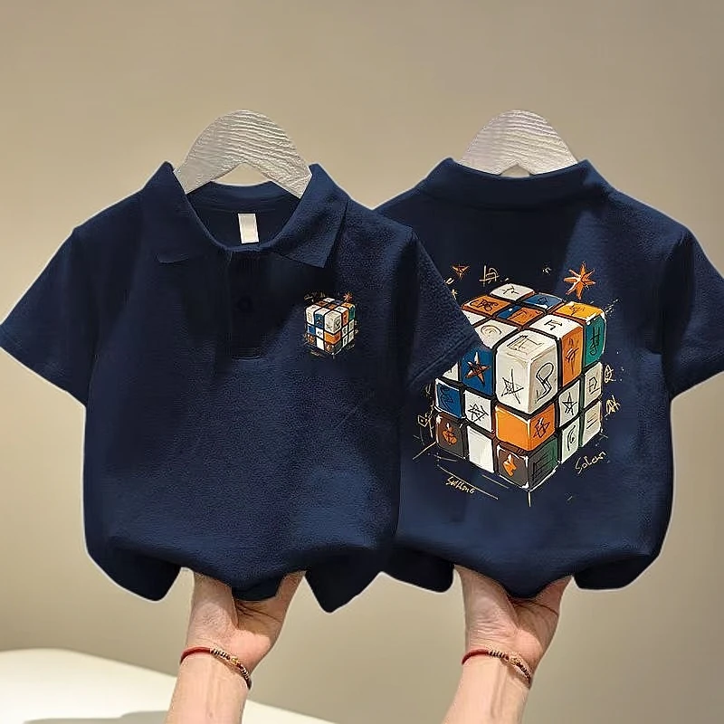 男童夏季薄款透气卡通短袖t恤2025新款儿童中大童男孩上衣polo衫