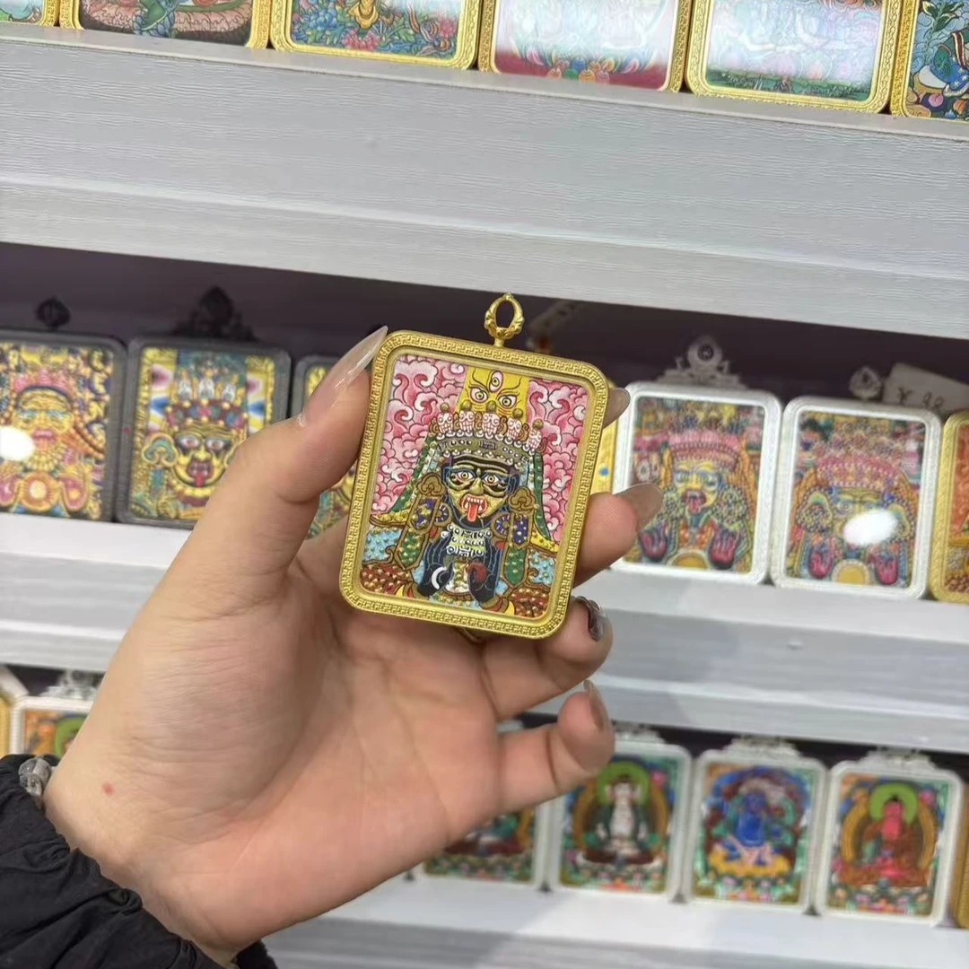 藏传单面扎基拉姆招财手工设计唐卡