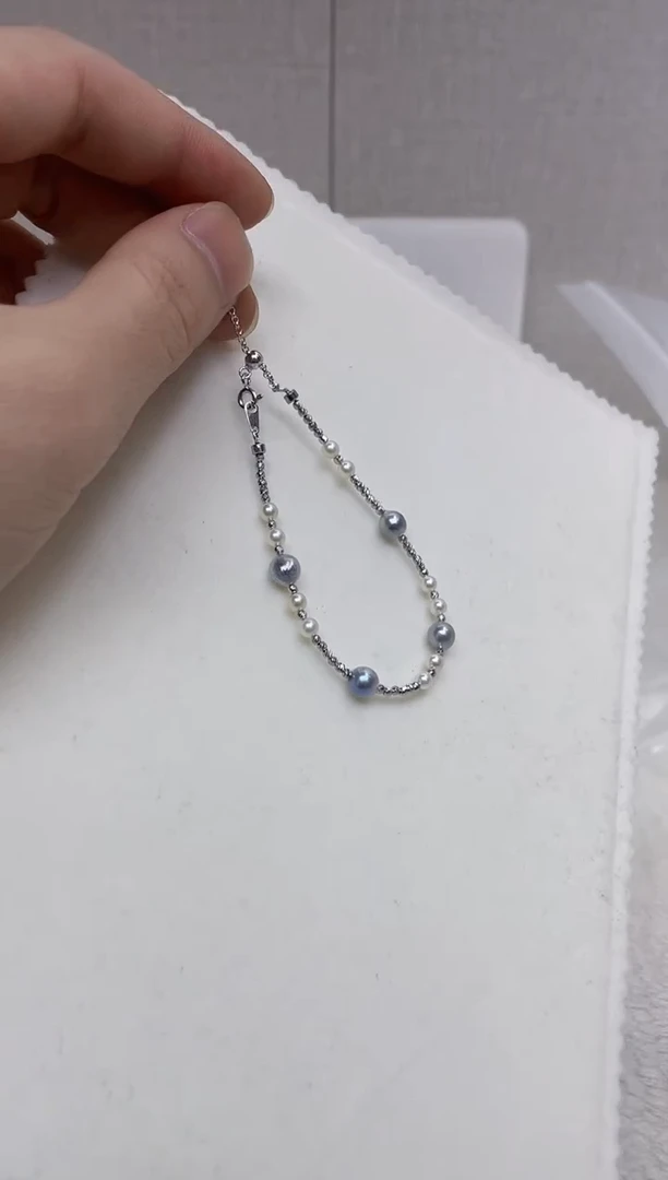 银S925镶嵌手链海水珍珠