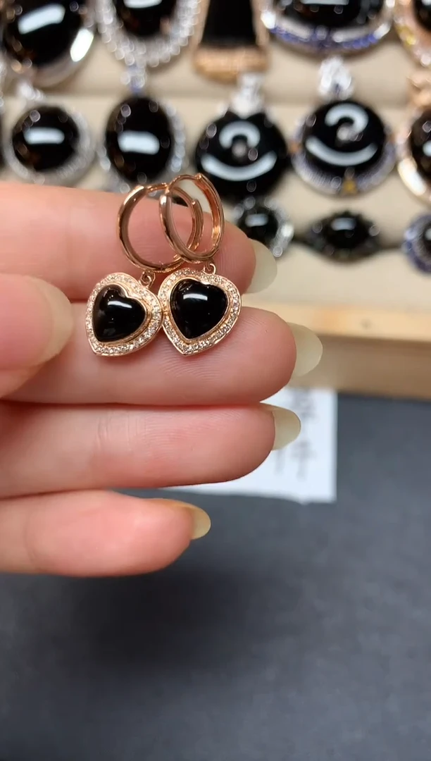 18K金镶嵌翡翠耳饰D595|3980