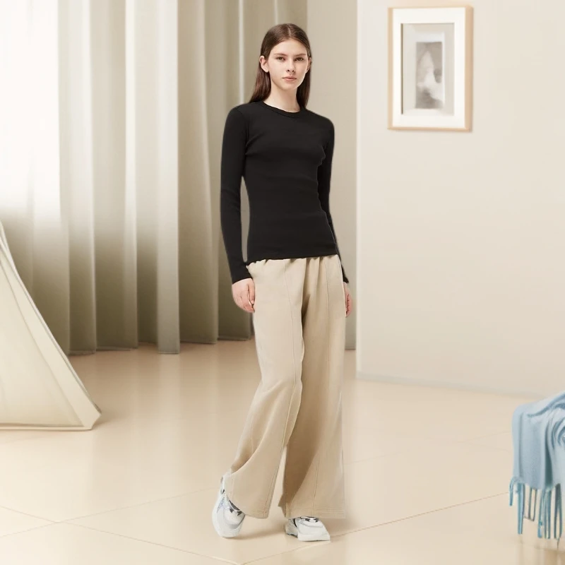 春秋纯羊毛（女士）小鱼仔长袖针织衫百搭黑色经典秋冬时尚