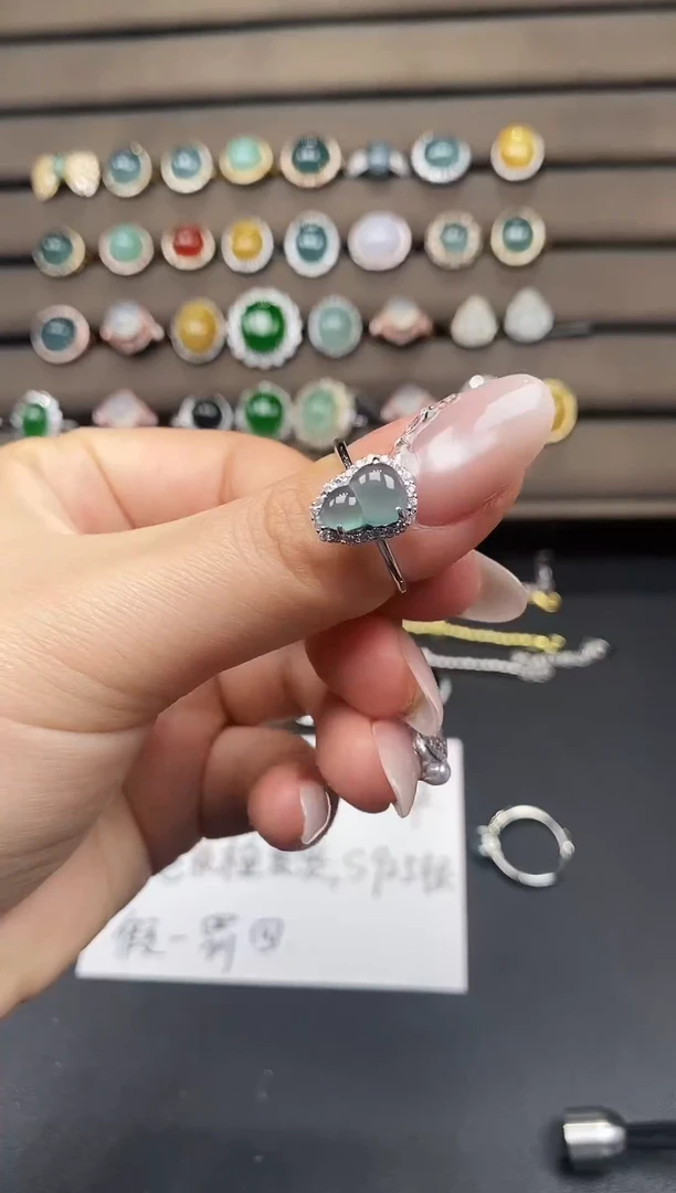 银S925镶嵌戒指翡翠8677