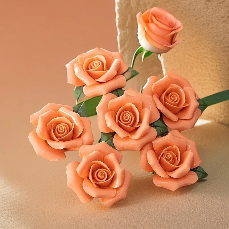 景德镇手工陶瓷花朵仿真花卧室办公室装饰品摆件永生花陶土陶瓷花