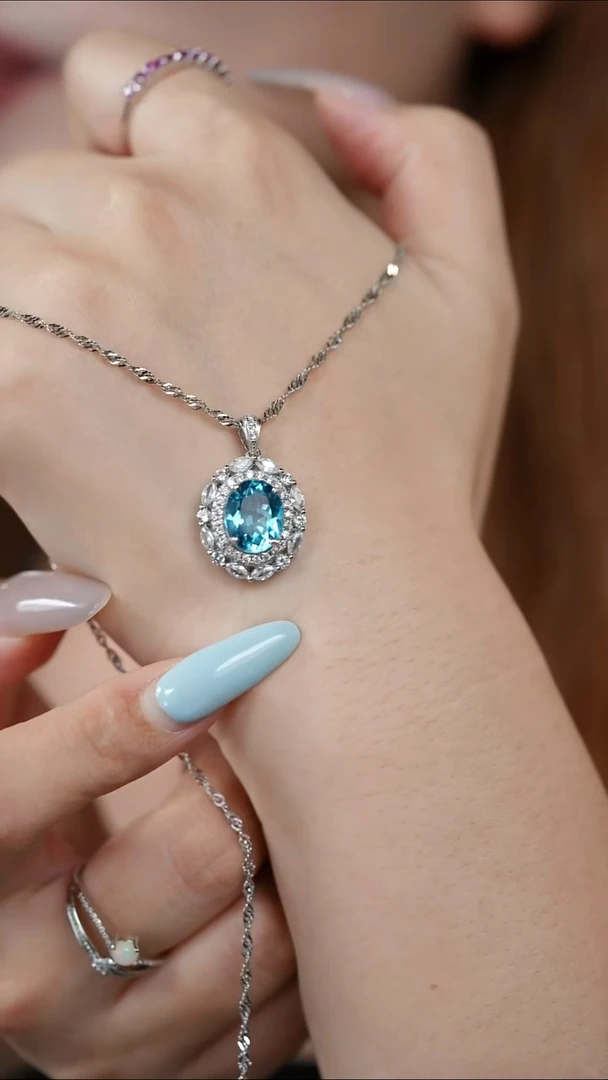 颈饰银S925镶嵌托帕石2【