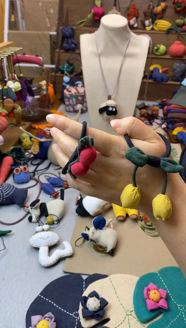 布艺头绳（樱桃1+黄郁金香1）