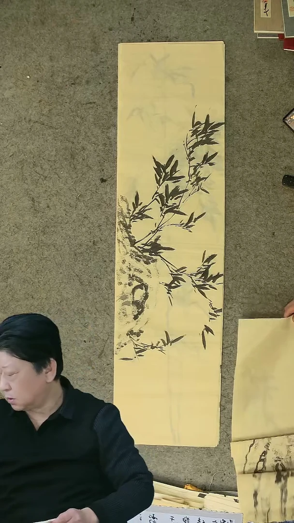 国画 四尺对开  墨竹条屏 34*138cm