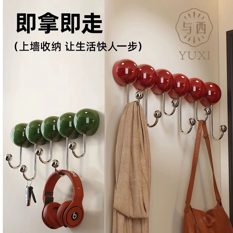 YUXI/与西可爱浴室吸盘挂钩免打孔强承重卫生间墙上毛巾壁挂收纳