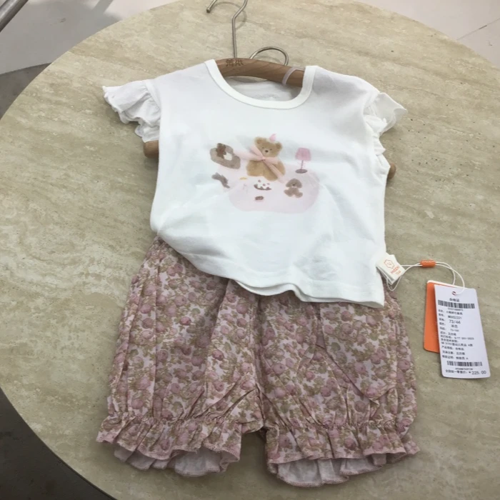 52221-MZ小熊碎花儿童套装