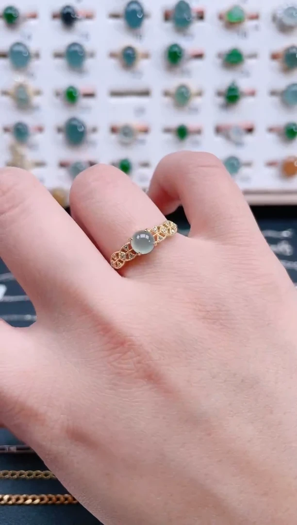 银S925镶嵌戒指翡翠天然翡翠