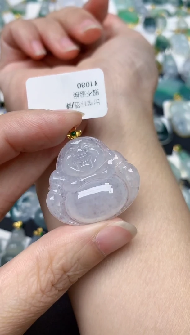 颈饰18K金镶嵌翡翠天然缅甸A货翡翠