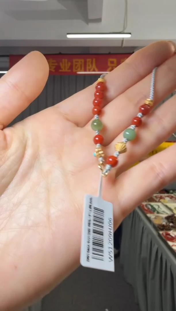 项链银S925镶嵌南红玛瑙南红圆珠S925银配件万能链