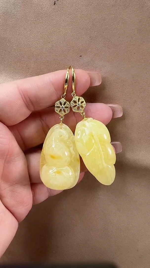 琥珀颈饰未镶嵌耳环