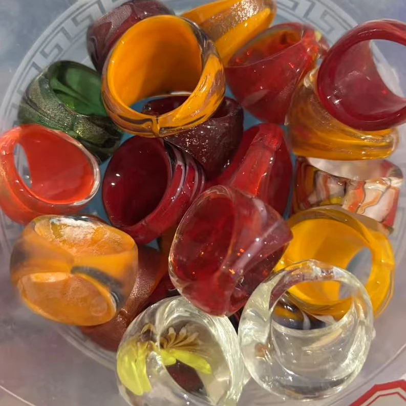 非金属玻璃戒指 随机琉璃戒指一枚