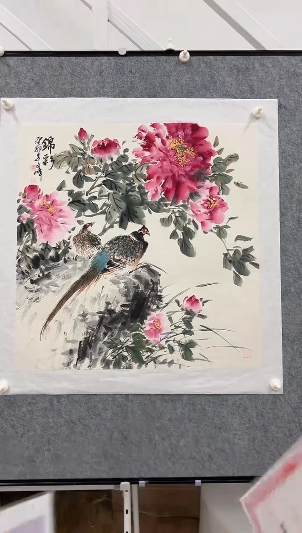 国画李文峰四尺斗方花鸟
