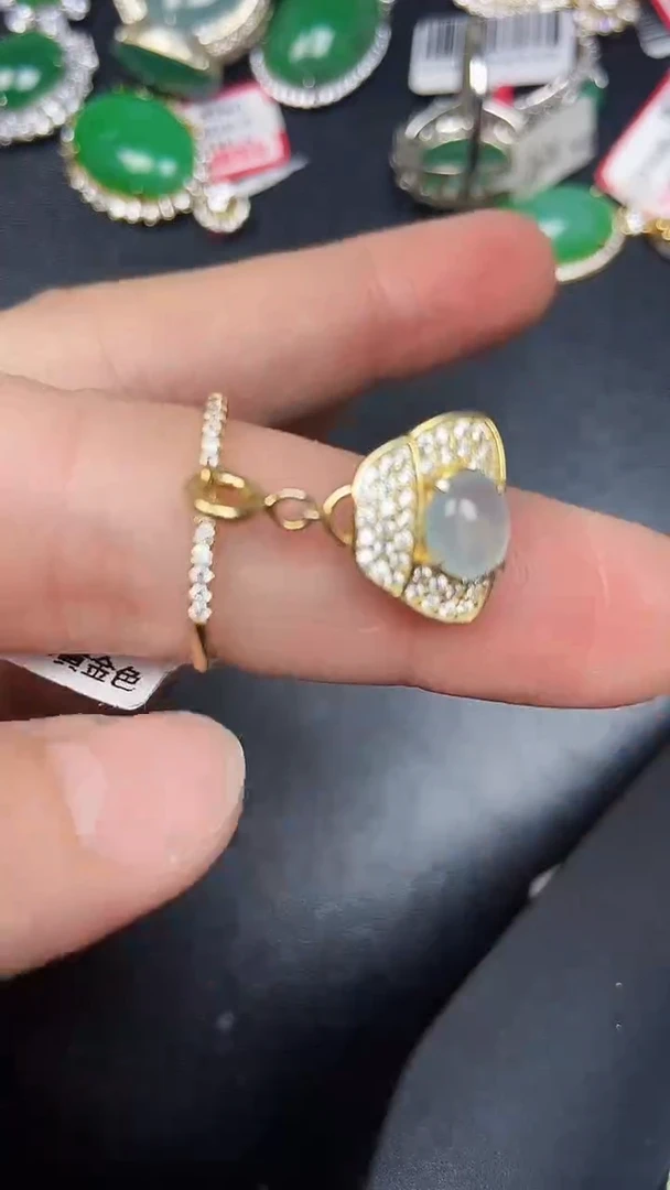 银S925镶嵌戒指翡翠9800