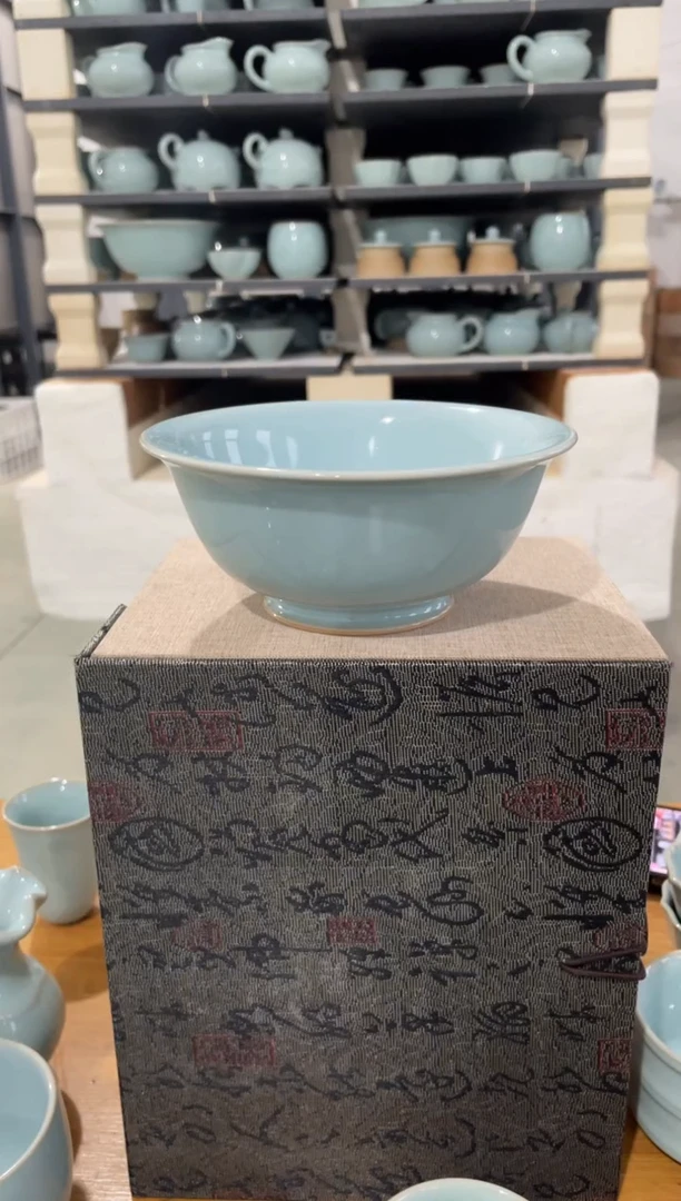 碗14CM 天青 微瑕 朱家汝窑款