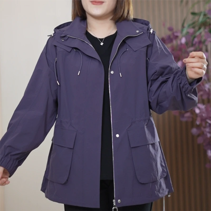 索罗娜皮肤冲锋衣外套女大码酷爽轻质速干初肤柔软运动春季风衣