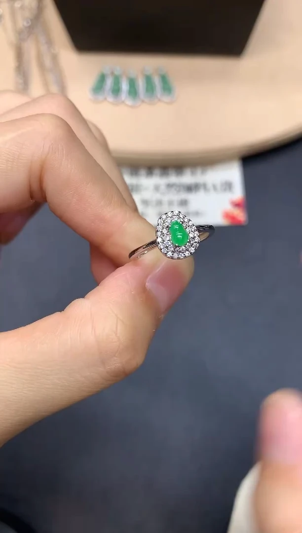 翡翠戒指银S925镶嵌葫芦【多样性发其一】