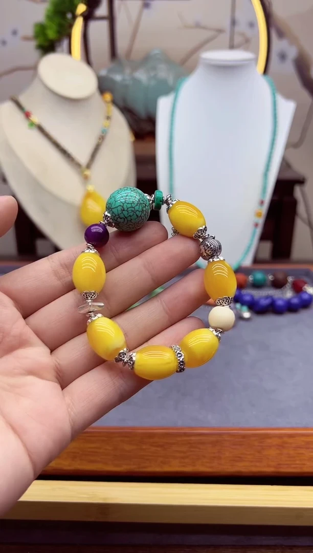 【闪购商品】蜜蜡手链银S925镶嵌s295````