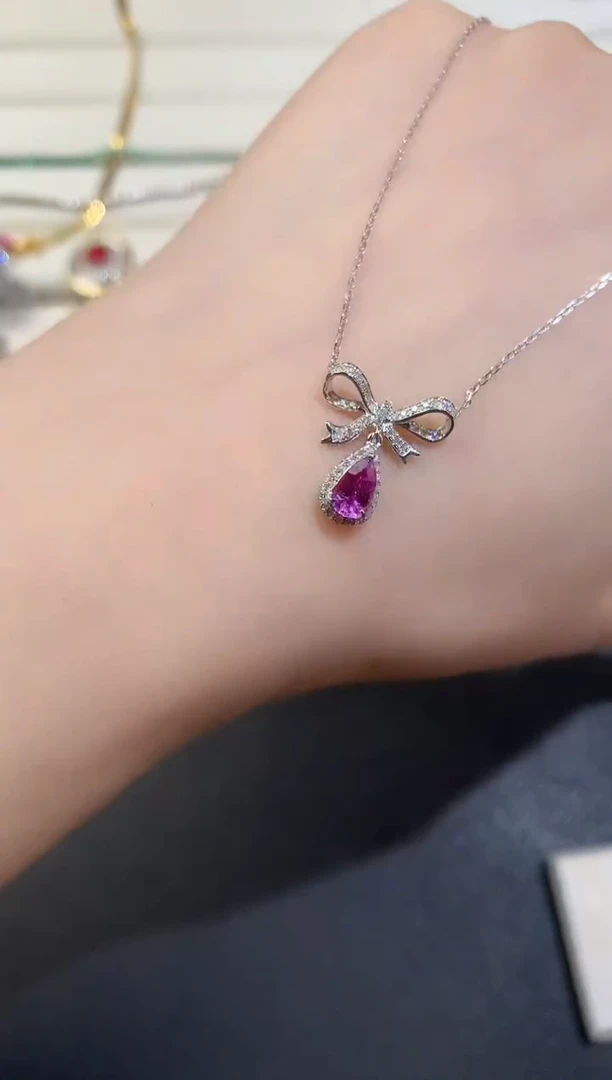 彩色蓝宝石套链18K金镶嵌E148|3980