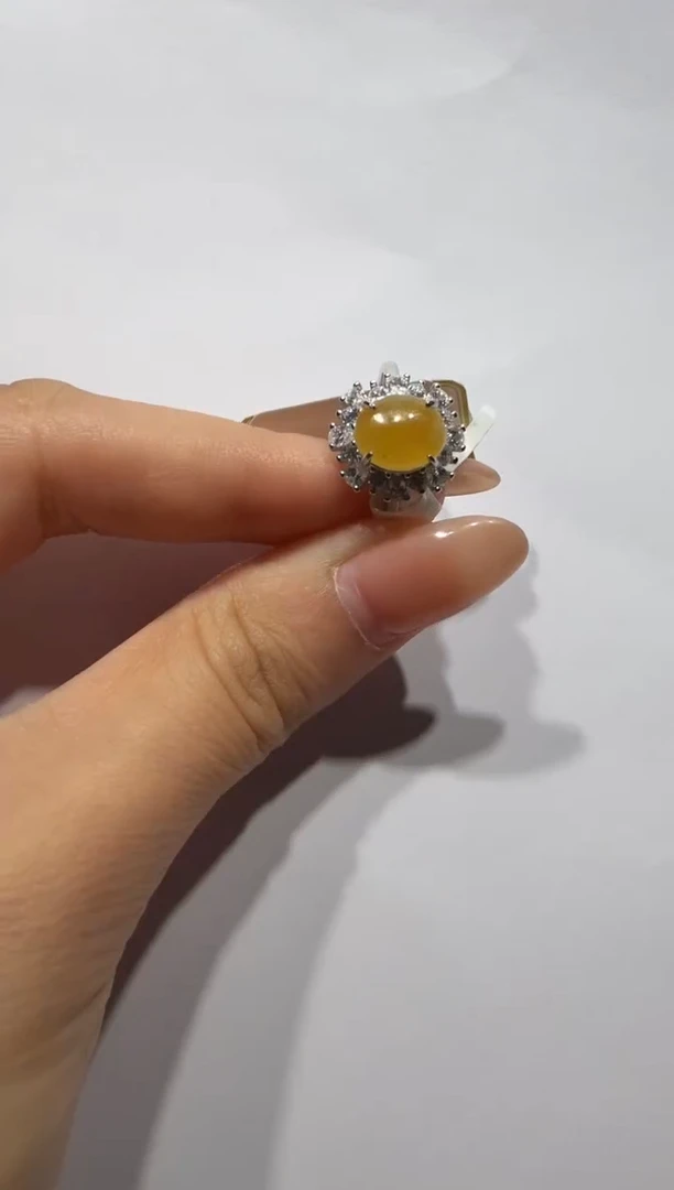 银S925镶嵌戒指翡翠E****y通体925银镶缅甸A货翡翠戒指