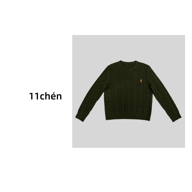 【11chén】“苔云绿”新款绿色圆领宽松直筒显瘦软糯套头毛衣