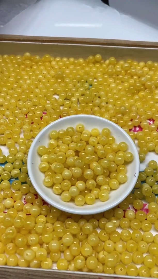 未镶嵌蜜蜡裸石M43 白花蜡8mm30个15元