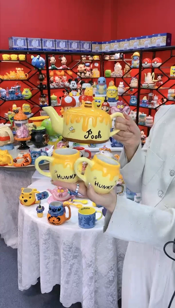【闪购商品】.@@陶瓷维尼熊一壶二杯