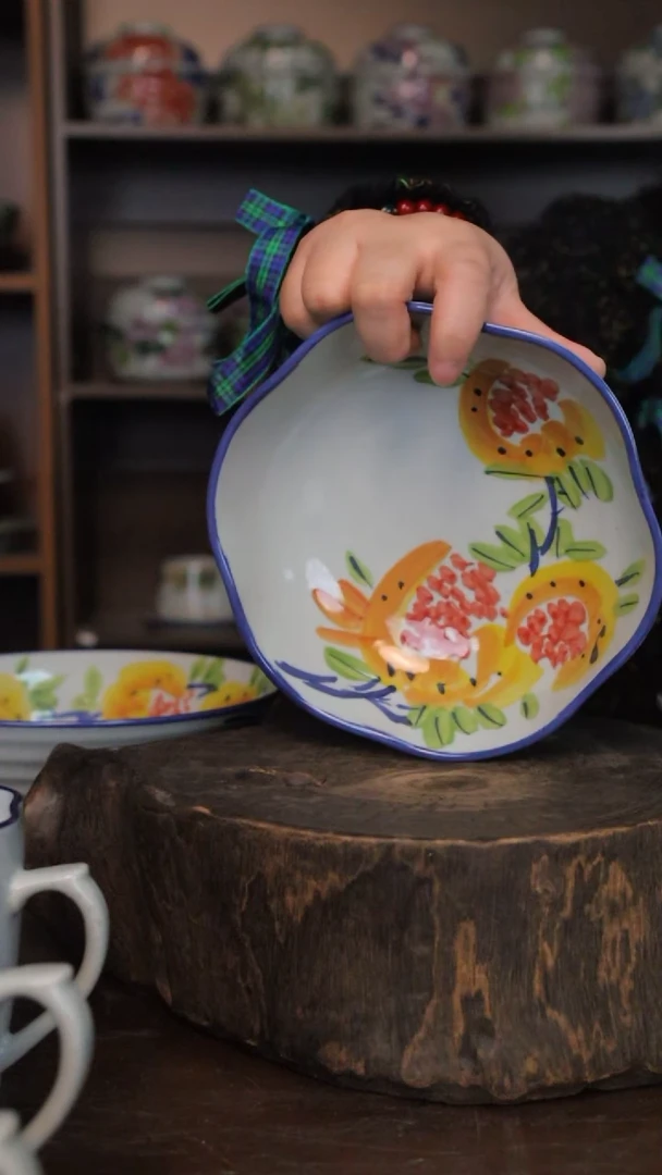 【闪购商品】椿野7寸花口盘（石榴）C271*2