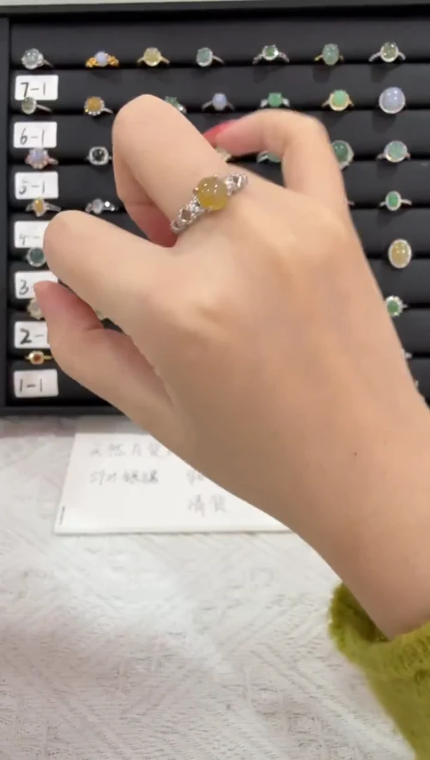银S925镶嵌戒指翡翠010