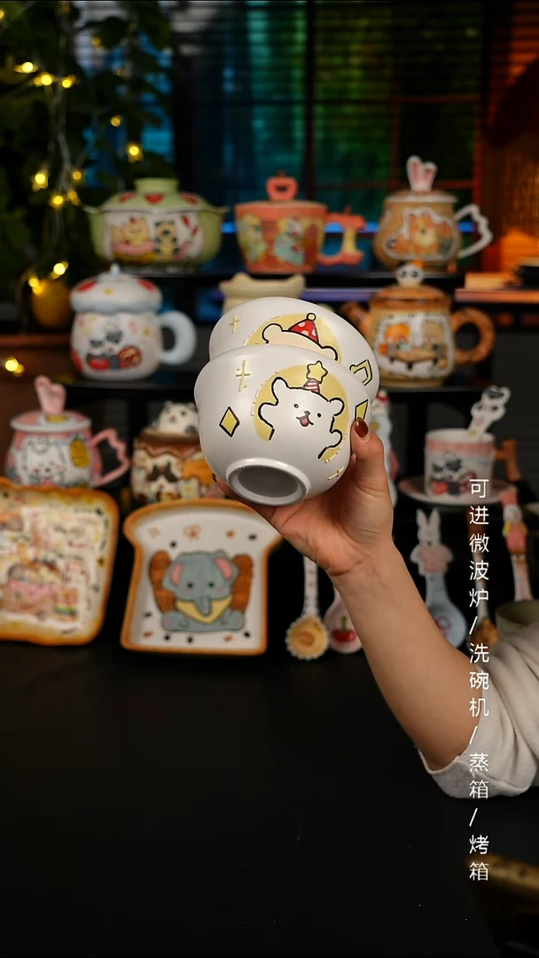 陶瓷无盖款景德镇高温釉下彩纯手绘创意瓷