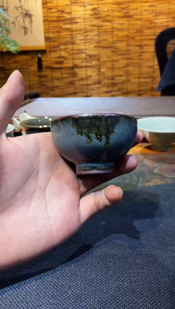 山隐青瓷龙窑柴烧杯子    30CC 铁胎  粉青