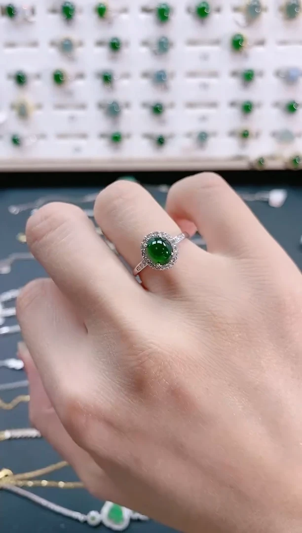 【闪购商品】翡翠戒指银S925镶嵌天然翡翠