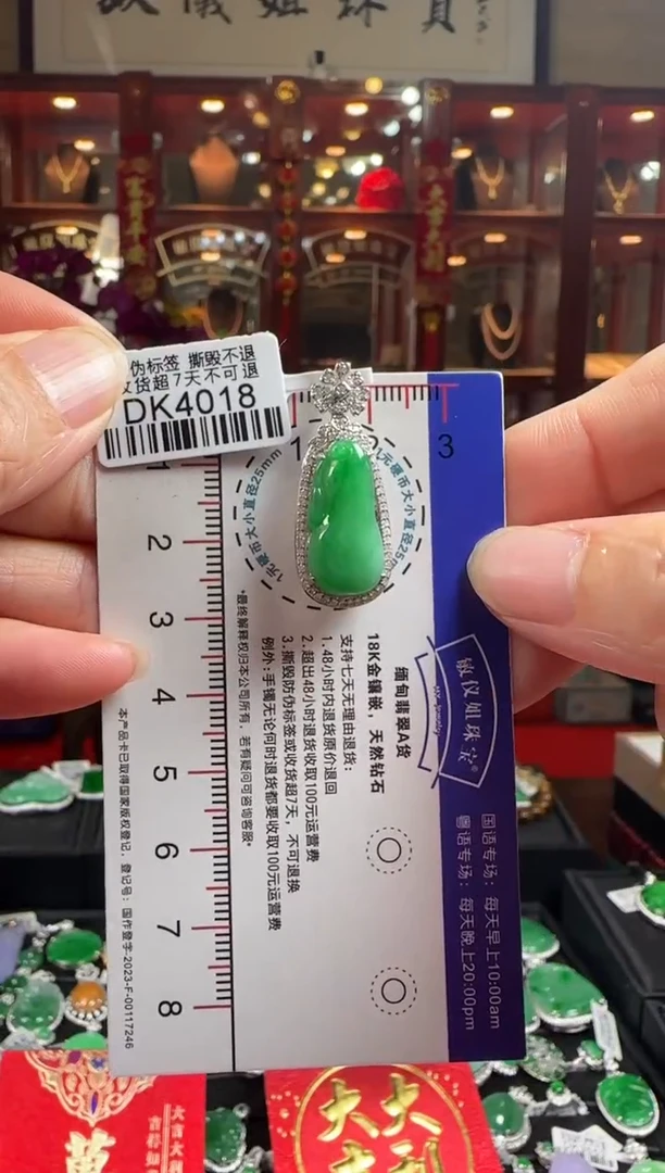 【闪购商品】翡翠颈饰18K金镶嵌DK4018绿福瓜