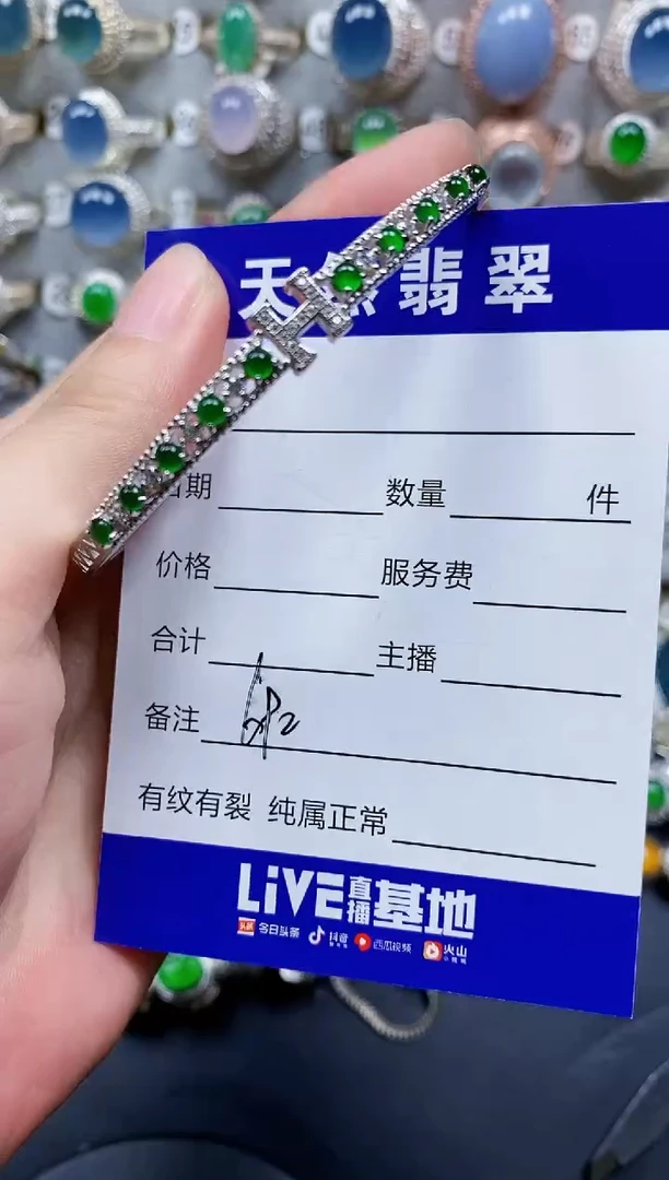 翡翠手镯银S925镶嵌692