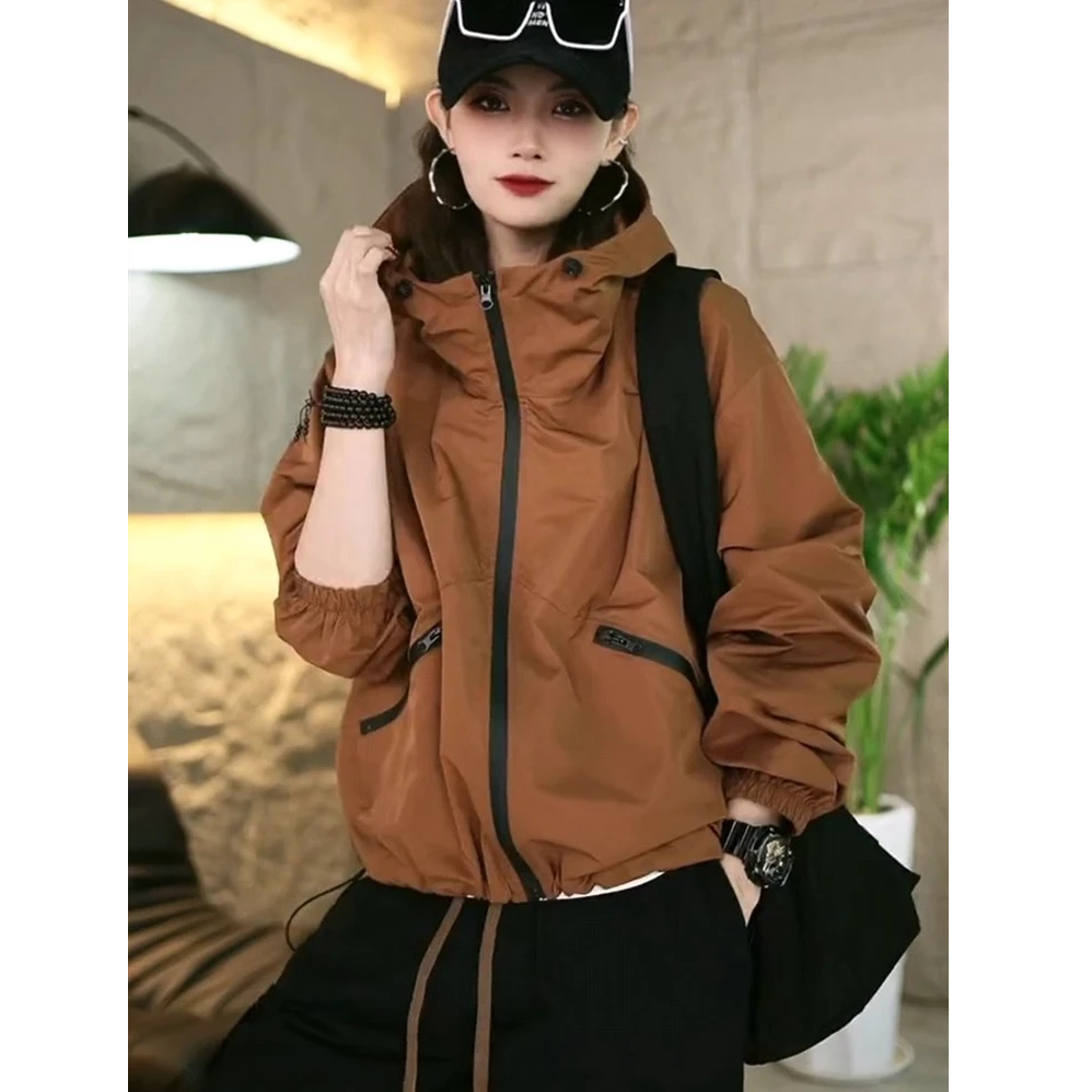 槿致宽松大码冲锋衣夹棉外套女2025秋冬时尚休闲连帽爆款上衣潮