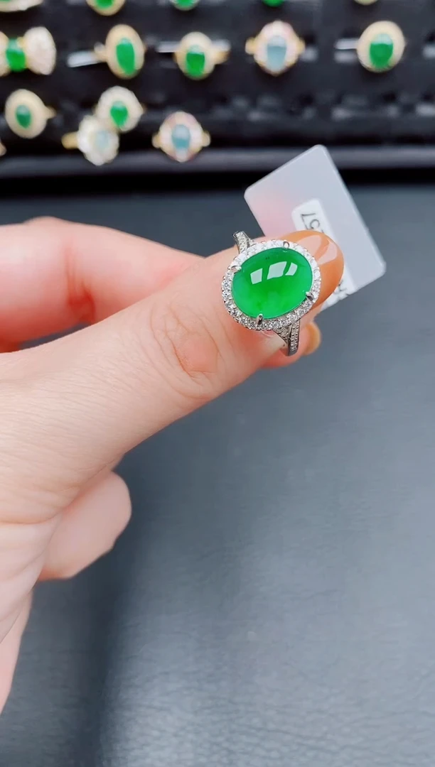 【闪购商品】翡翠戒指银S925镶嵌天然a货翡翠86