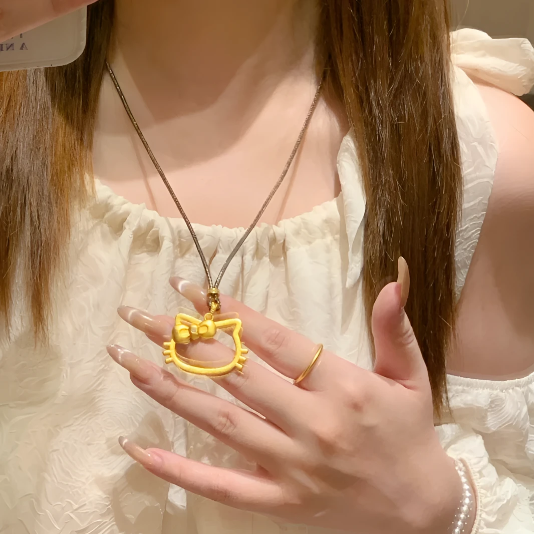 JIN BAI ZHENG 铜合金项链 国潮KT猫项链女卡通百搭简约项毛衣链