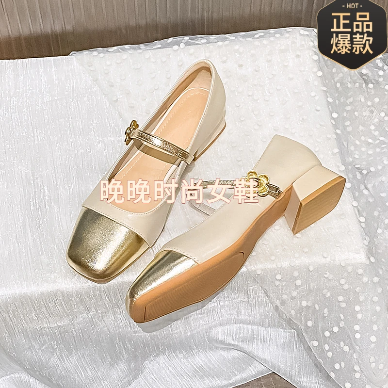 真网红爆款单鞋女2025新款女女女款春法式蓝色